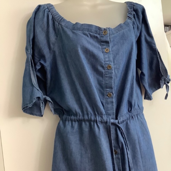 New Look Chambray Peasant Dress L 37/38 bust - Picture 4 of 10